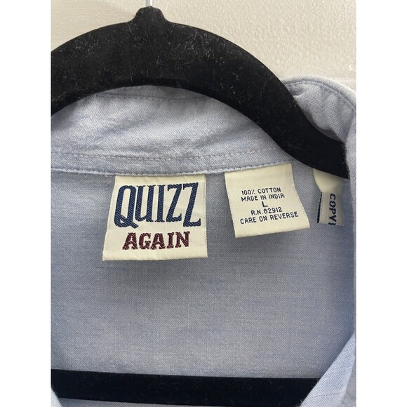 VTG Lets Quizz Again New York Womens Shirt L Short Sleeve Embroidered Animals - Picture 6 of 12